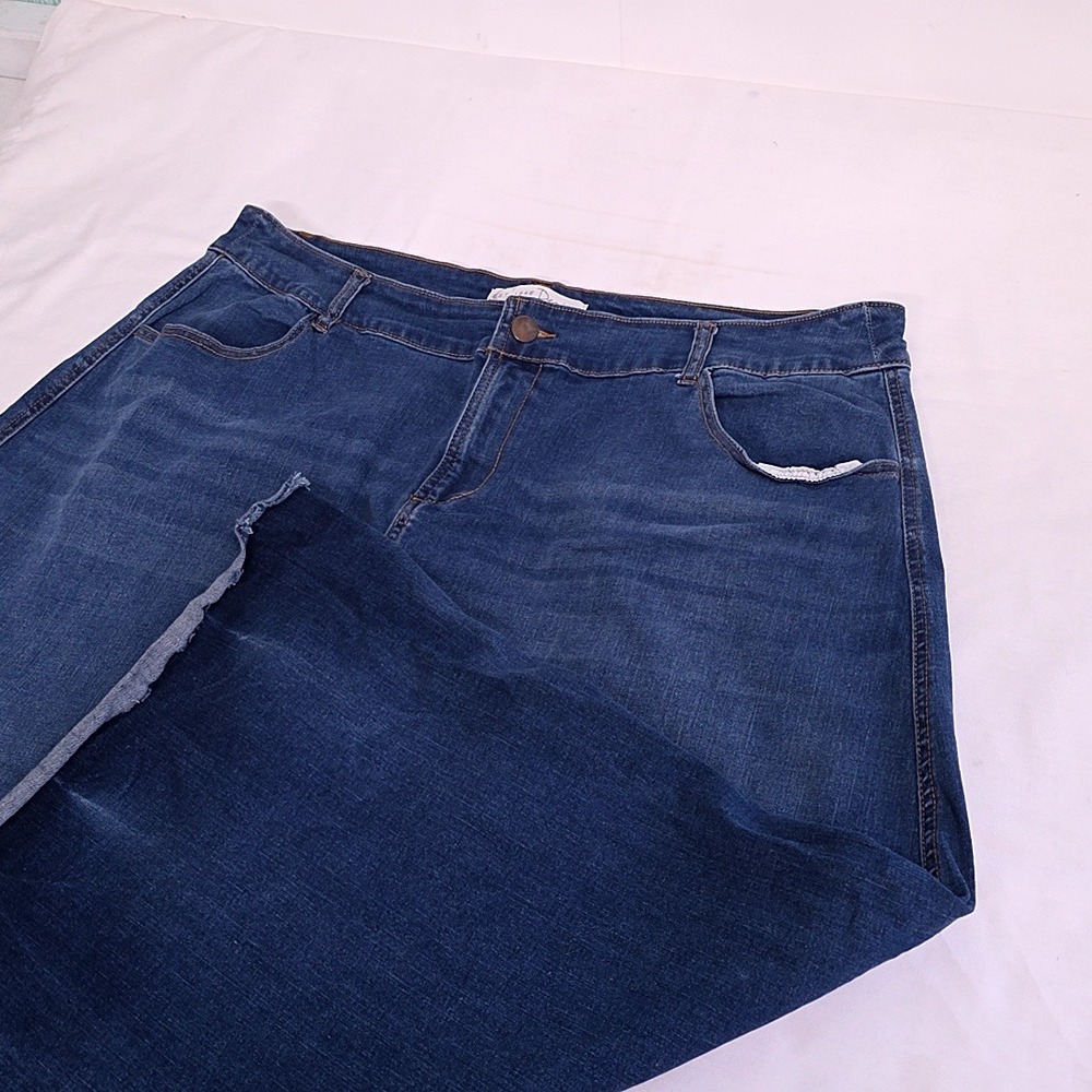 Cato EST. 1946 Denim Maxi Skirt Womens 20 Blue Dark Wash Raw Hem A-Line